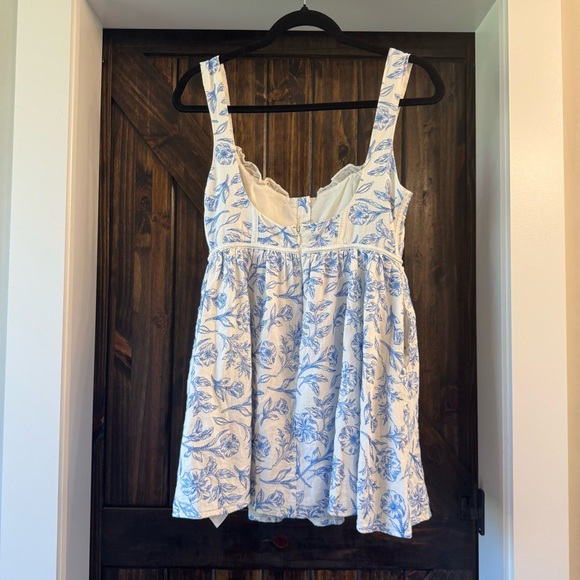 For Love and Lemons Maisie Mini Dress Floral Blue and White - Picture 6 of 8